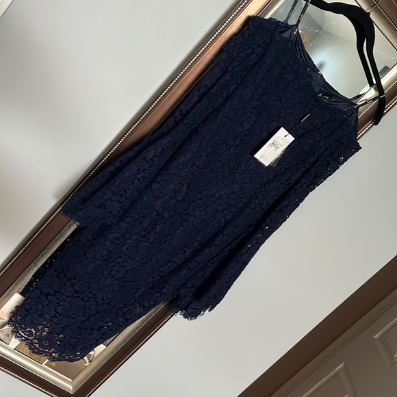 Bardot Solange Lace Navy Cocktail Evening Dress US 4/XS - Picture 2 of 10